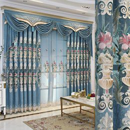 Curtain European Curtains For Living Dining Room Bedroom Classical Jacquard Chenille Finished Custom Blackout Door Window Decor