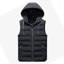 Men's Vests Brand Vest Mens Winter Casual Outerwear Warm Hood Jacket Men Sleeveless Waterproof Jackets Parkas Male Clothing E823