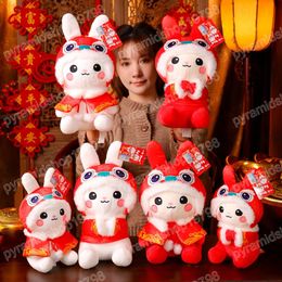 2023 New Year Tang Suit Chinese Style Rabbit Plush Toy Soft Bunny Stuffed Doll For Children Christmas Gift