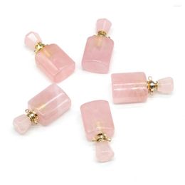 Pendant Necklaces Selling Natural Perfume Bottle Shape Pink Crystal Semi-precious Stone Charm Jewelry Making Bracelet Necklace