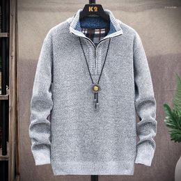 Men's Hoodies Autumn And Winter Sweater Plus Velvet Thick Size Men's Half Turtleneck Zipper Slim Fit