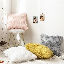 Pillow Beige Grey Yellow Pink Cover Faux Feather Tassels Plush 45x45cm/50X50CM For Sofa Car Home Decoration