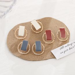 Backs Earrings Korean Simple Hollowed Out Circle Clip No Piercing Enamle Geometric Round On Hole Clips Jewellery