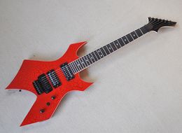 Red Electric Guitar with Floyd Rose Humbuckers Pickups Rosewood Fretboard 24 Frets