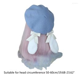 Berets Fashion Lolita Beret Ears Bowknot Painter Hat Japanese Biscuits All-match Headwear For Street Drop