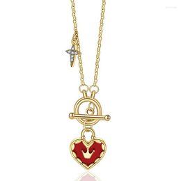 Cadenas Love Titanium Steel Heart Heart Princess Design 2022 Red Black Crown Ladies Collar