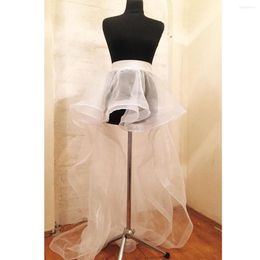 Skirts Real Image Organza High Low For Women Bridal Detachable Train See Thru 2 Layers Long Summer Zipper Ruffles Saias