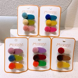 Autumn and Winter New Fashion Girl Baby Barrettes Hair Accessories Korean Children's Simple Cute Plush Ball Hairpin Headwear