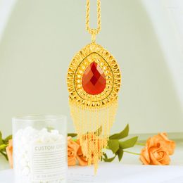 Pendant Necklaces Big Heart Love Ethiopian Gold Colour Chain Middle East Turkey For Women Party Gift African With Twist