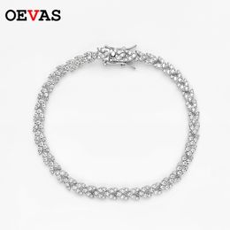 Chain OEVAS 100% 925 Sterling Silver Sparkling High Carbon Diamond Wheat Ears Bracelet For Women Engagement Wedding Party Fine Jewellery 221026