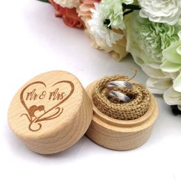 Party Supplies Personalized Engraving Rustic Wedding Wooden Ring Box Jewelry Trinket Storage Container Holder Custom Mr & Mrs Rings