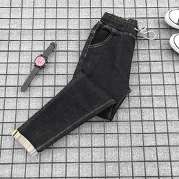 Women's Jeans Women's Large Size Hole Elastic Waist 2022 Autumn Loose Thin Fat MM Black Nine Pants Women 8703#