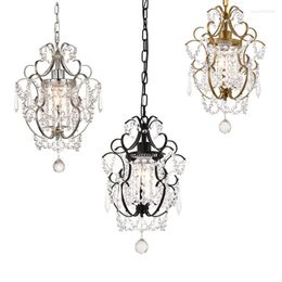 Pendant Lamps American Crystal Retro Personality Creative Aisle Entrance Corridor Stairs Cloakroom Small Dining Room Chandeliers E27