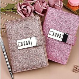 Kawaii A7 Glitter Diary Notebook With Lock Password Office School Stationery Notepad