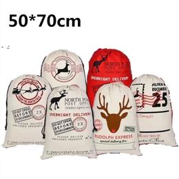 New Large Canvas Christmas Decorations Santa Sack 50x70cm Bag Kids Xmas Red Present Bag Home Decoration Reindeer ZZC165