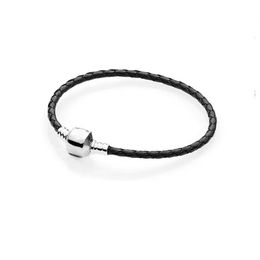 Black Braided Leather Charm Bracelet Men Women Square Clip Clasps Chain Bracelets Pulseras Male Female Jewelry F Type