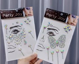 Face Gems Temporary Tattoo Stickers Party Decoration Self Adhesive Acrylic Crystal Body Glitter Sticker DIY Art Jewels Rhinestone for Rave Festival Halloween