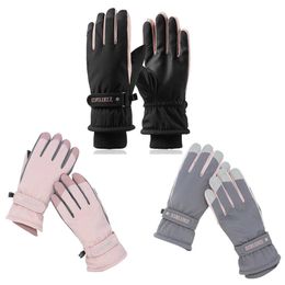 Ski Gloves Women's Waterproof Touch Screen Anti Slip Outdoor Sports Riding Warm Female Pink Bike Running L221017