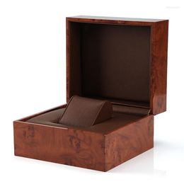 Watch Boxes Brand Brown Wave Pattern Wood Storage Box Luxury Display Case Organizer Gift Packaging For Men Women