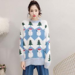 Women's Sweaters Cashmere Sweater Women Oversize Thick Long Warm Funny Christmas Korean Knit Pink Winter Pullover