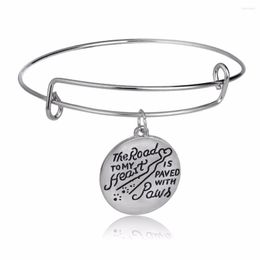 Bangle The Road To My Heart Is Paved With Paws Bangles Bracelet Animals Rescue Dogs Lover Women Charm Jewellery Gift Party Xmas Wristband
