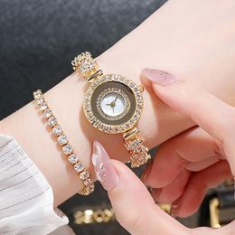 Wristwatches Women Rhinestone Fashion Full Steel Bracelet Watch Casual Boutique Ladies Dress Elegant Quartz Wristwatch Clock