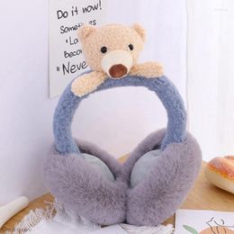 Berets Gift Cold Protection Ear Cover Cartoon Bear Warm Earlap Winter Plush Earmuffs For Baby Children 2023 Xmas Gifts