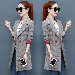 Women's Trench Coats Trending Products Lady Coat Elegang Women Blazer Womens Autumn Clothes Korean Classic Lattice High Quality B4078