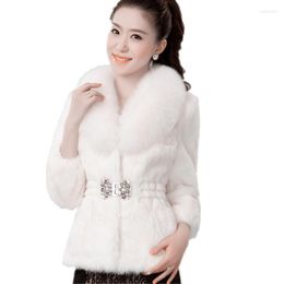 Women's Fur Women Winter Warm Artifical Overcoat Female Ladies Slim Rex Faux Short Collar Jacket