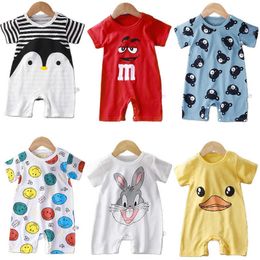 Other Panties Summer 3-24 Months Baby Boys Girls Romper Infant Jumpsuit Cartoon Short-sleeved Climbing Pajamas Cotton Toddler Clothes W221027