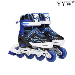 Ice Skates Kids Inline Rollers Outdoor Beginner 4 Wheels Abec-5 With Tail Brake Boys Girls Unisex Shoes L221014