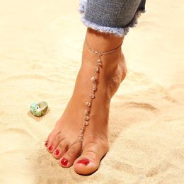Anklets Artificial Bohemia Crystal Summer Toe Ring For Women Girls Bracelets On Foot Beach Barefoot Tobillera Gift Beads Jewellery