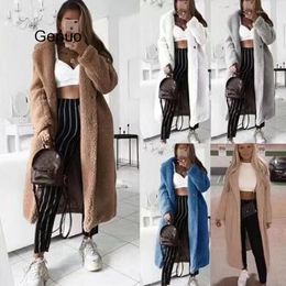 Women's Fur Autumn Winter Faux Teddy Coat Women 2022 Casual Long Jacket Female Thick Warm Black Outwear Manteau Fourrure Femme