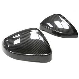 2 PCS New Glossy Black Side Mirrors Cover Caps For Audi A4 RS4 S4 B9 A5 RS5 Carbon Fibre Rearview Mirror Cover