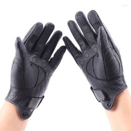 Cycling Gloves Perforated Real Leather Goatskin Motorcycle Waterproof Protective Gears Motocross