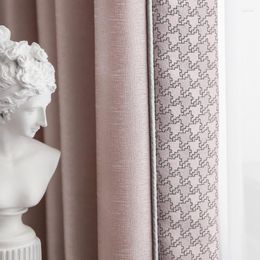 Curtain Nordic Splicing Modern Shading Pink Princess American Curtains For Living Dining Room Bedroom Custom Door Window Decor