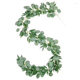 Dekorative Blumen 6,56ft künstliches Silberdollar Eukalyptus und Weidenblätter Reben hängen Blattgirlande für Gartenwanddekoration