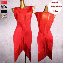 Stage Wear Latin Dance Dress Women Tassel V-Type Mesh Whole Body Line Salsa Fringe Latina 2pcs Dress&Shorts DQ3185