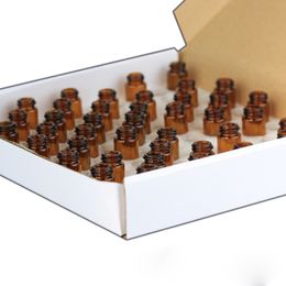 Wholesale 100pcs/Box Amber Glass Sample Vial For Essential Oil Mini Bottles with Black Cap Plastic Tip