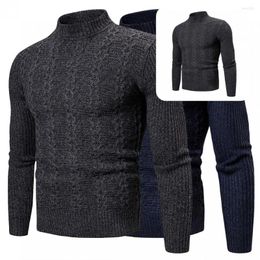 Men's Sweaters Amazing Knitted Sweater Half High Collar Comfy Pullover Slim Solid Colour Jumper