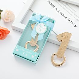 Number One Shape Bottle Opener Beer Soda Corkscrew Birthday Wedding Anniversary Baby One Year Old Party Souvenir Gift MJ0981