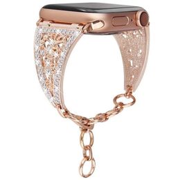 Luxury Bling Diamond Straps Women Bracelet for Apple Watch Ultra 49mm Band Series 8 7 6 SE 5 4 3 Metal Strap Smart iWatch 41mm 45mm 40mm 44mm 38mm 42mm Chain Belt