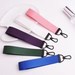Keychains Lanyards Solid Phone Straps Candy Color Diy Ribbon Rope Keychain For Women Bag Car Keyring Charms Short Long Neck Strap La Smtfe