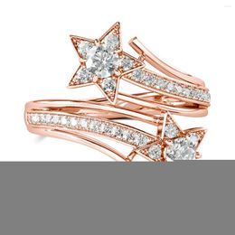 Cluster Rings Trendy Rose Gold Star Flowers Moissanite For Women Waterproof Designer Jewellery Luxury With Certifcate Pass Diamond