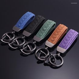 Keychains Luxury Car Key Chain High-quality Suede Leather Rings Holder Buckle Alcantara Bag Pendant Charms Xmas Gift For Couple