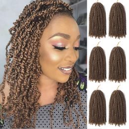 Spring Twist Hair 8 inches Spring Twist Crochet Braiding Bomb Twist Hair 30strands/pack Low Temperature Synthetic Fiber Hair Extensions LS33