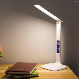 Table Lamps Led Desk Lamp With Usb Charging & Wireless Charger Temperature Alarm Reading Calendar Light Eye-care Clock Dimma A4r2