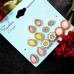 Stud Earrings Luxury Gold Small Femme Multicolor Resin Aretes De Mujer Round Geometric Flower Women Earings Jewelry Accessories