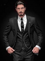 Customise tuxedo One Button Handsome Peak Lapel Groom Tuxedos Men Suits Wedding/Prom/Dinner Man Blazer Jacket Pants Tie Vest W1183
