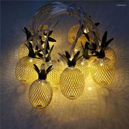 Strings Christmas Lights LED Wrought Iron Rose Gold Pineapple Light String Holiday Wedding Party Decoration Fairy Garland Navidad Decor